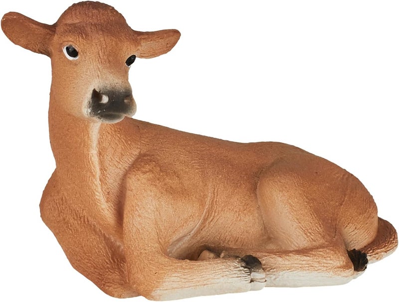 MOJO Jersey Calf Laying Realistic Farm Animal Hand Painted Toy Figurine - Image 2